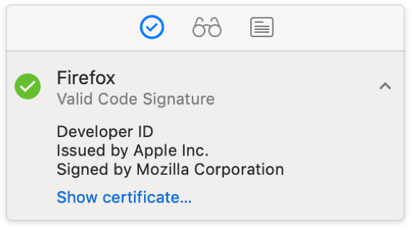 Code Signature Pane