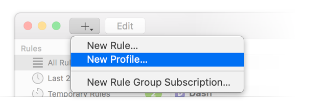 Create Rules and Profiles Menu