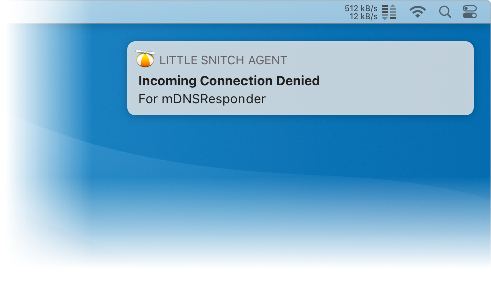 Notification of denied incoming connection