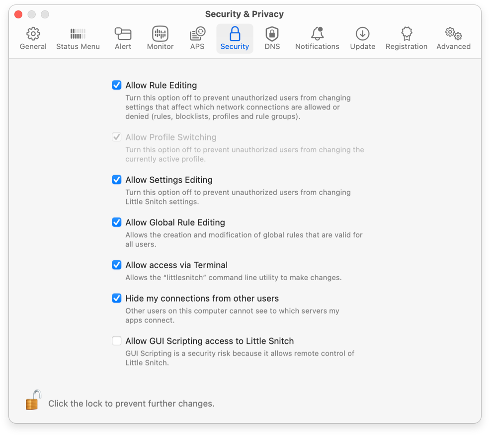 Security Settings