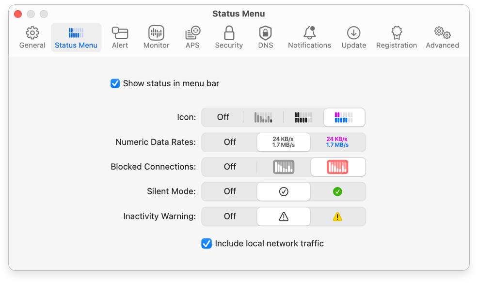 Status Menu Settings