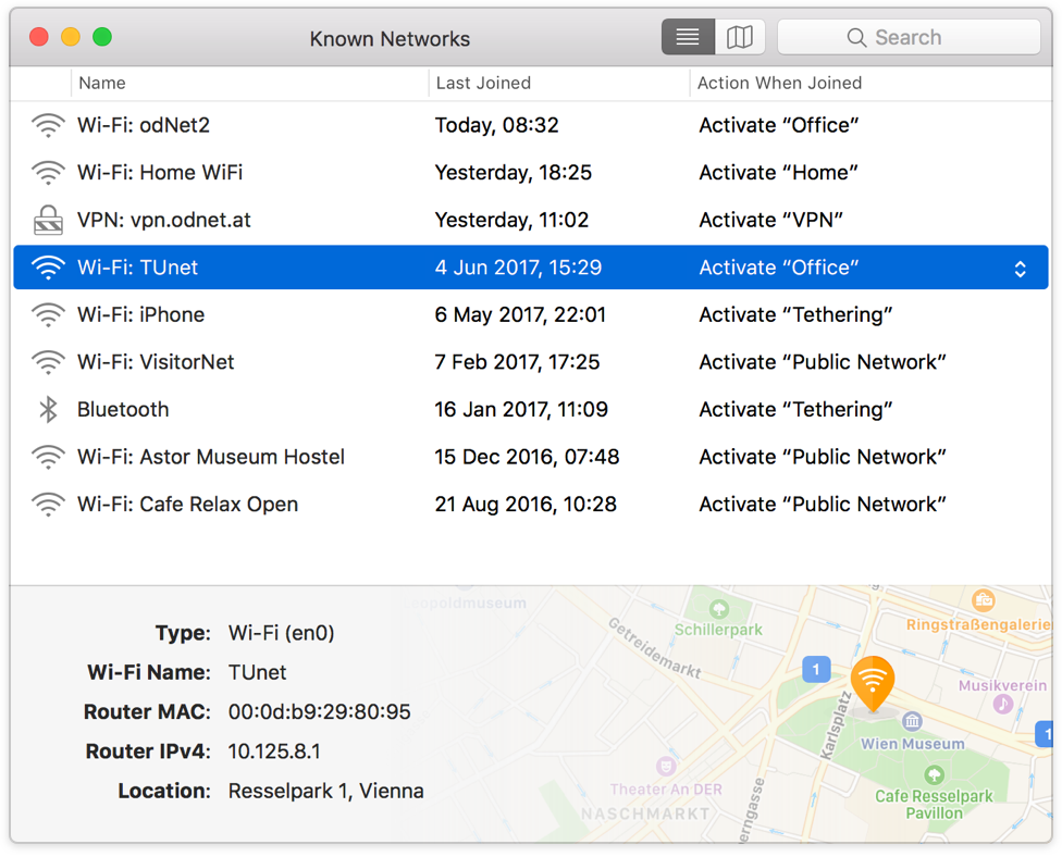 Known Networks Window