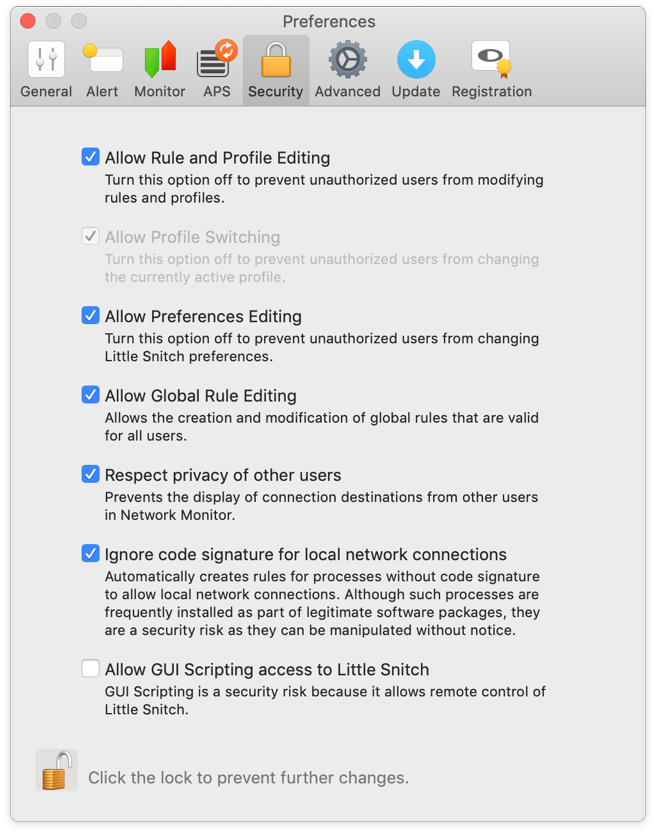 Security Preferences