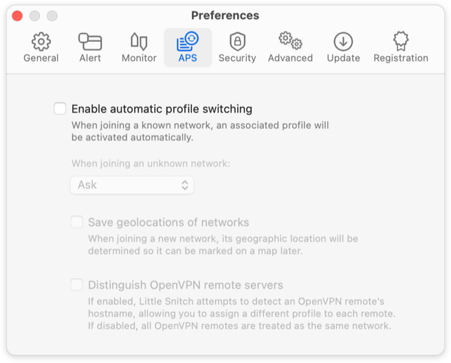 APS Preferences