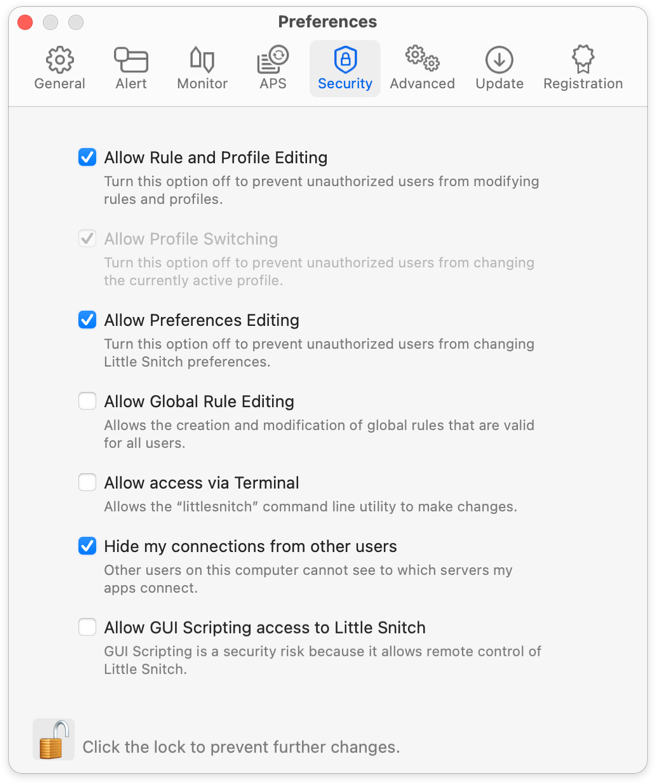 Security Preferences