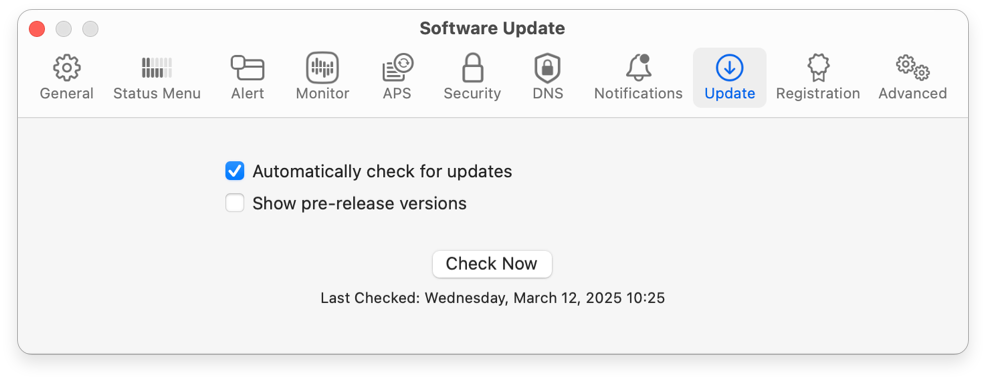 Software Update Settings