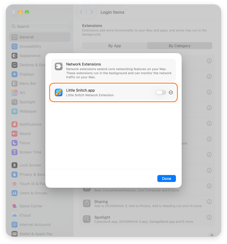 System Settings Login Items and Extensions