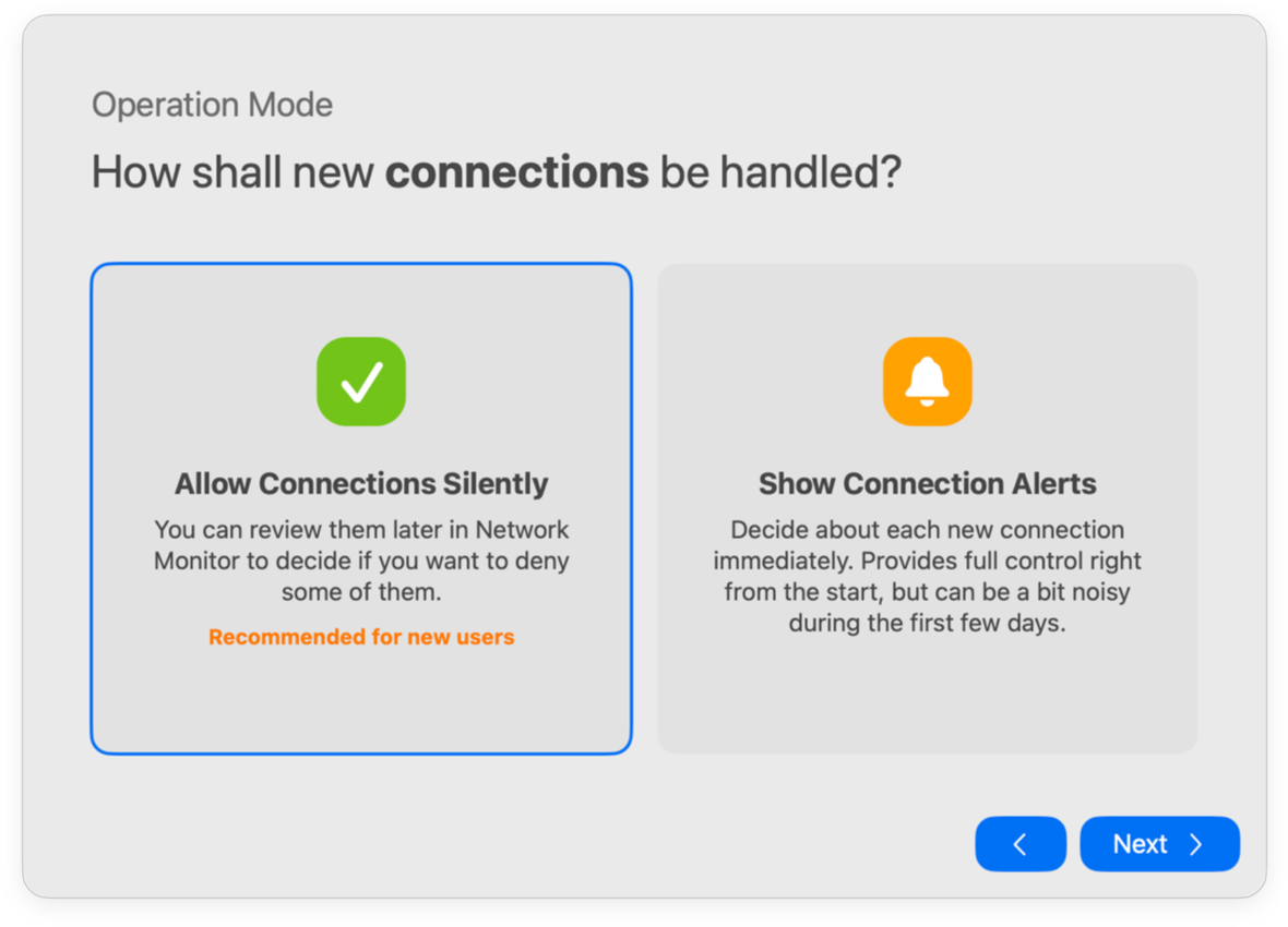 Welcome Window - Operation Mode