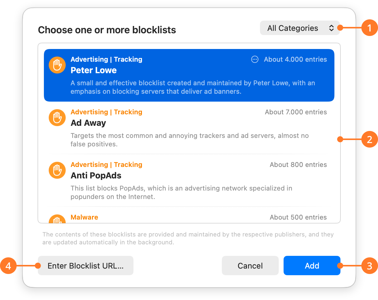Blocklist Picker Window