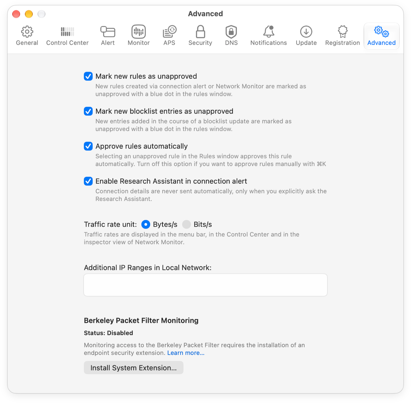Advanced settings