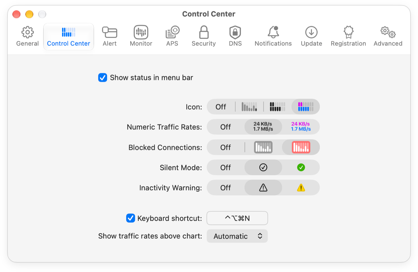 Control Center Settings
